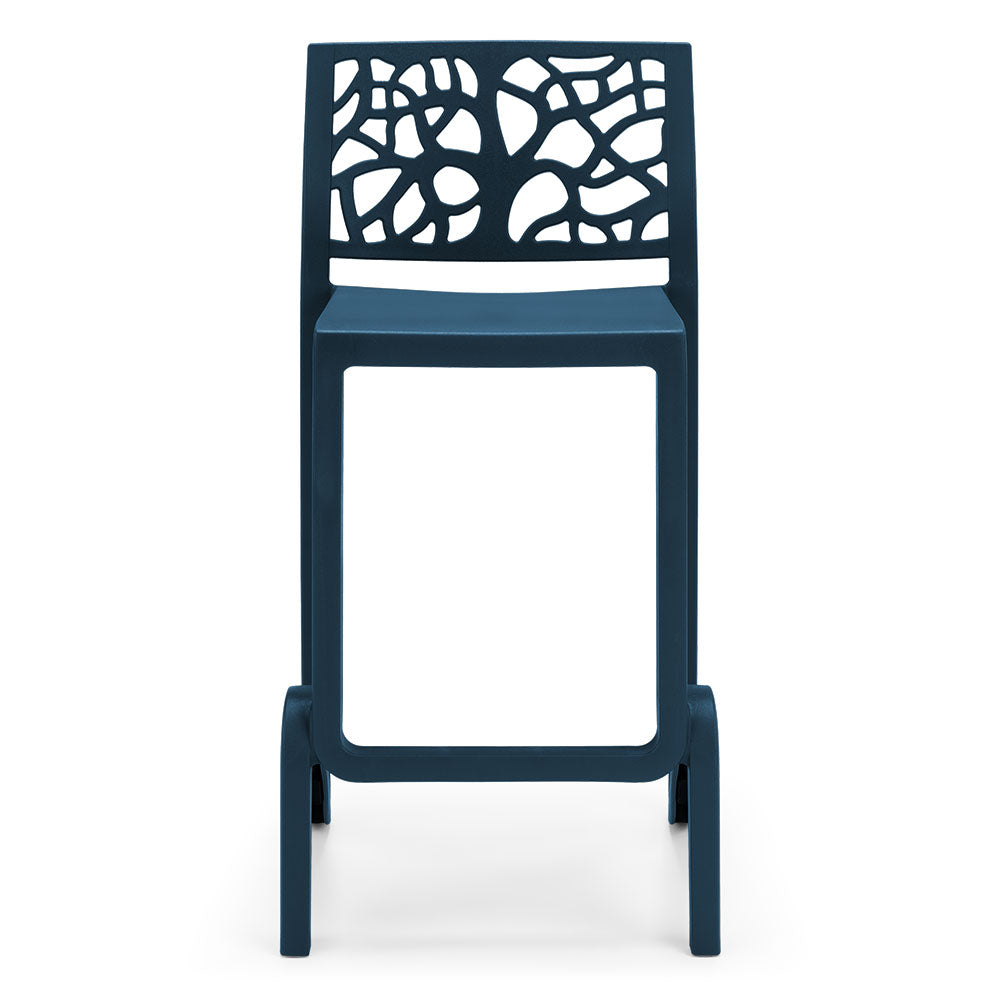 Set 4 sgabelli in polipropilene TETI altezza seduta 75cm, impilabile, idrorepellente, resistente ai raggi UV, design moderno e innovativo, ideale per la cucina, la veranda o giardino colore Petrolio