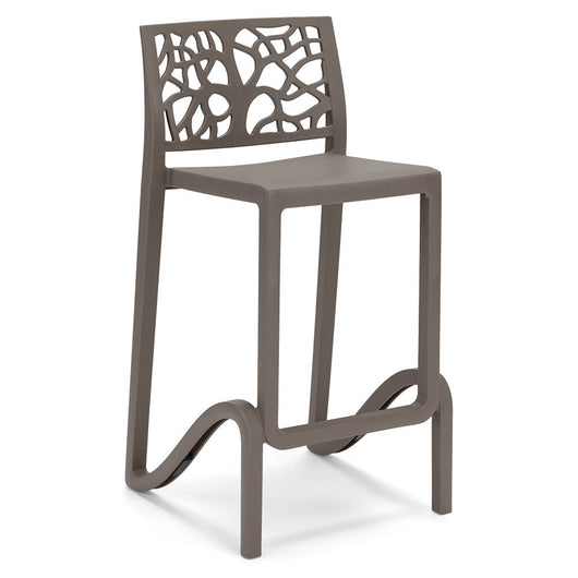 Set 3 sgabelli in polipropilene TETI altezza seduta 65cm, impilabile, idrorepellente, resistente ai raggi UV, design moderno e innovativo, ideale per la cucina, la veranda o giardino colore Tortora