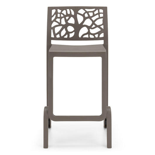 Sgabello in polipropilene TETI altezza seduta 75cm, impilabile, idrorepellente, resistente ai raggi UV, design moderno e innovativo, ideale per la cucina, la veranda o giardino colore Tortora
