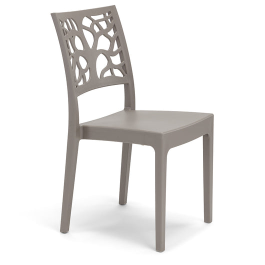 Sedia in polipropilene TETI, impilabile, resistente ai raggi UV, design moderno, ideale per sala da pranzo, cucina, sala d’attesa, bar, ristoranti o giardino, colore Tortora