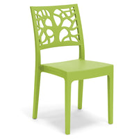 Set 4 sedie in polipropilene TETI, impilabile, resistente ai raggi UV, design moderno, ideale per sala da pranzo, cucina, sala d’attesa, bar, ristoranti o giardino, colore Verde Lime