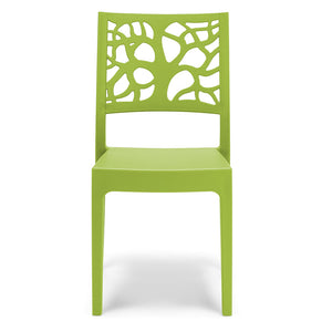 Set 4 sedie in polipropilene TETI, impilabile, resistente ai raggi UV, design moderno, ideale per sala da pranzo, cucina, sala d’attesa, bar, ristoranti o giardino, colore Verde Lime