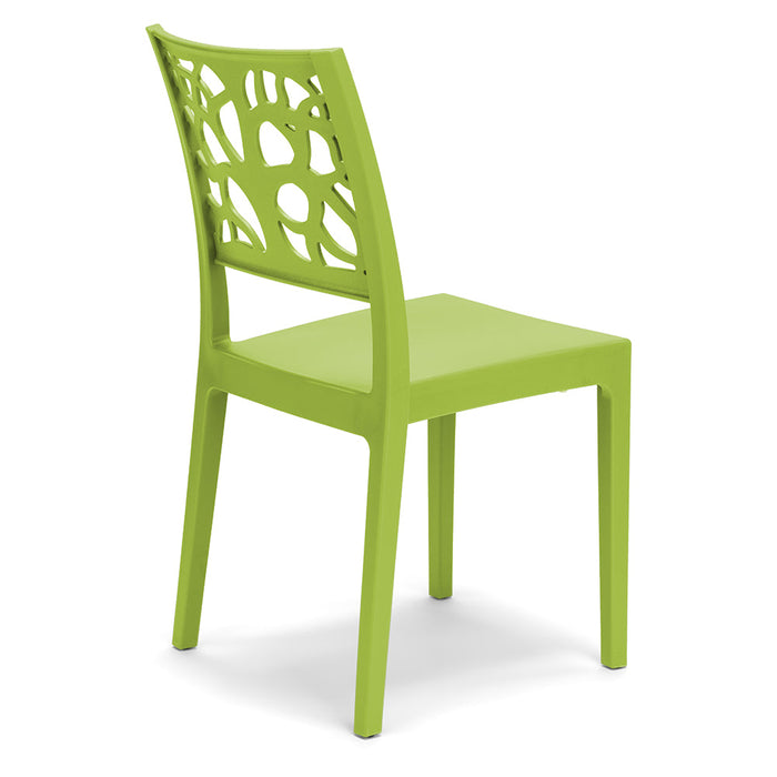 Set 4 sedie in polipropilene TETI, impilabile, resistente ai raggi UV, design moderno, ideale per sala da pranzo, cucina, sala d’attesa, bar, ristoranti o giardino, colore Verde Lime