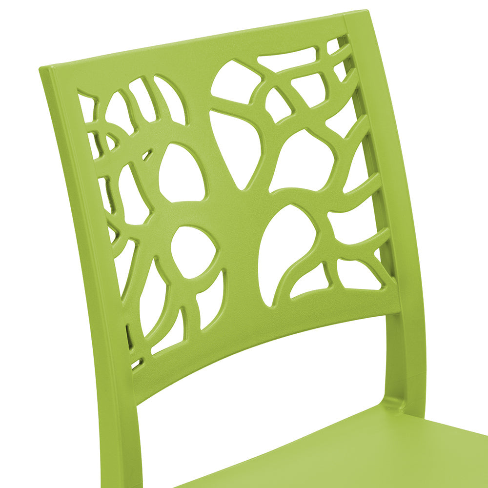 Set 4 sedie in polipropilene TETI, impilabile, resistente ai raggi UV, design moderno, ideale per sala da pranzo, cucina, sala d’attesa, bar, ristoranti o giardino, colore Verde Lime