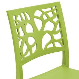 Set 4 sedie in polipropilene TETI, impilabile, resistente ai raggi UV, design moderno, ideale per sala da pranzo, cucina, sala d’attesa, bar, ristoranti o giardino, colore Verde Lime