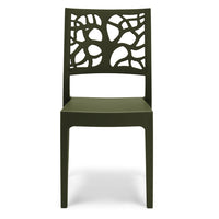 Set 4 sedie in polipropilene TETI, impilabile, resistente ai raggi UV, design moderno, ideale per sala da pranzo, cucina, sala d’attesa, bar, ristoranti o giardino, colore Verde Oliva