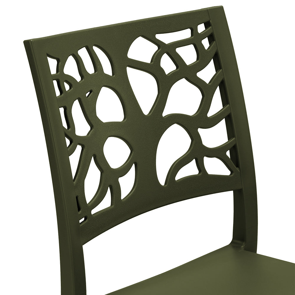 Set 4 sedie in polipropilene TETI, impilabile, resistente ai raggi UV, design moderno, ideale per sala da pranzo, cucina, sala d’attesa, bar, ristoranti o giardino, colore Verde Oliva