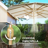 Ombrellone Doppio con Apertura a Manovella, in Acciaio Inox e Poliestere, 455x265x238 cm, Beige