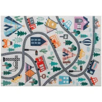 Tappeto con Motivo Paesaggistico a Sfondo Bianco, Tessuto Morbido, Facile da Pulire, 160x120x1cm, Multicolore