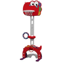 Canestro Basket per Bambini 5 in 1 con Altezza Regolabile, Porta da Calcio e Golf, Età 3-6 Anni, Rosso