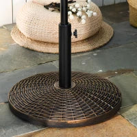 Base per Ombrellone Rotonda in Plastica Effetto Rattan da 25kg per Pali da 35mm, 38mm, 48mm