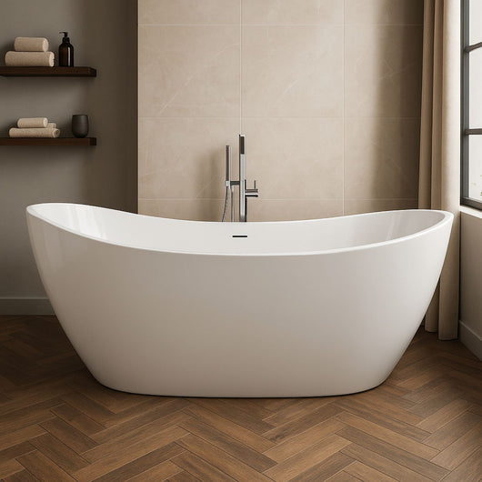 Vasca da bagno freestanding ovale in acrilico colore bianco lucido *** misure l170xh68xp80, confezione 1