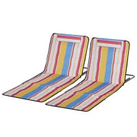 Set 2 Sdraio da Spiaggia Pieghevoli con Schienale Regolabile e Poggiatesta, 53x124x35-45 cm, Multicolore