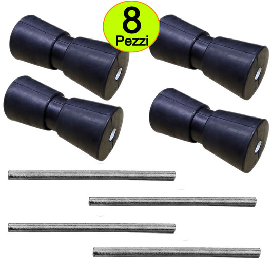 Rulli alaggio in gomma mm 300 per carrelli barre in acciaio zincato multipack 8 pezzi