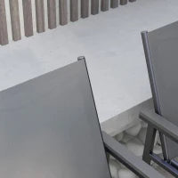 Set da Giardino 7 Pezzi con 1 Tavolo da Pranzo e 6 Sedie, Piano in Vetro Temperato Effetto Legno Grigio