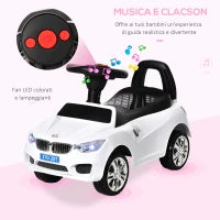 Macchinina per Bambini Cavalcabile con Volante, Fari e Musiche, Età 18-36 Mesi, Bianco