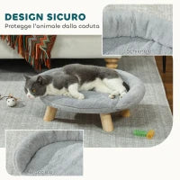 Cuccia Divanetto per Cani e Gatti Sfoderabile in Peluche con Schienale, 47x40x20 cm, Grigio