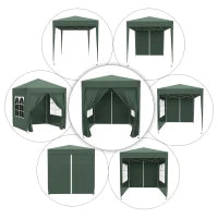 Gazebo 2x2 m Pieghevole con 4 Pareti Rimovibili e Borsa da Trasporto, in Metallo e Poliestere, Verde