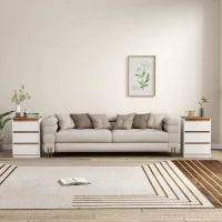 Set di 2 Comodini con 3 Cassetti in Stile Moderno, 40 x 30 x 59,5 cm, Bianco