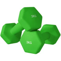 Set 2 Manubri 3 kg Esagonali e Antiscivolo per Casa e Palestra, in Metallo e Plastica, 18x8x8 cm, Verde
