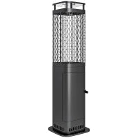 Stufa a Pellet da Esterno Potenza 6.86Kw con Base Antiscivolo, Tubo in Vetro e Rete in Metallo, Nero