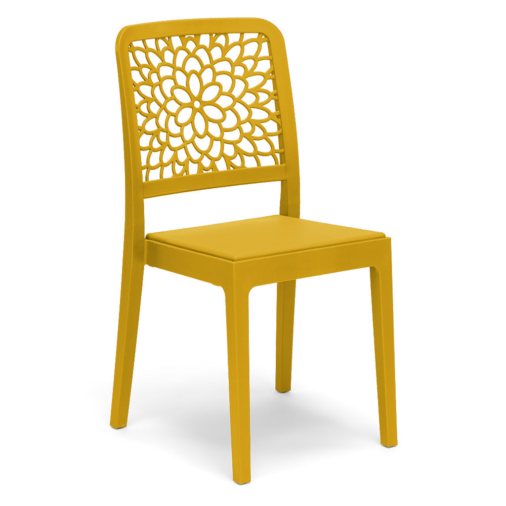 Sedia in polipropilene TICHE, impilabile, resistente ai raggi UV, design moderno, ideale per sala da pranzo, cucina, sala d’attesa, bar, ristoranti o giardino, colore Senape