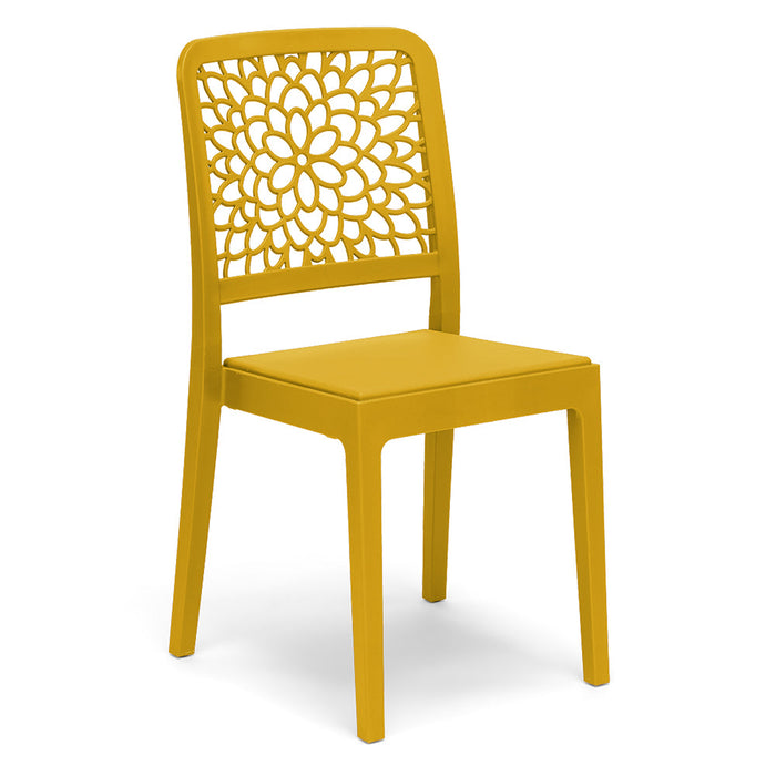 Sedia in polipropilene TICHE, impilabile, resistente ai raggi UV, design moderno, ideale per sala da pranzo, cucina, sala d’attesa, bar, ristoranti o giardino, colore Senape