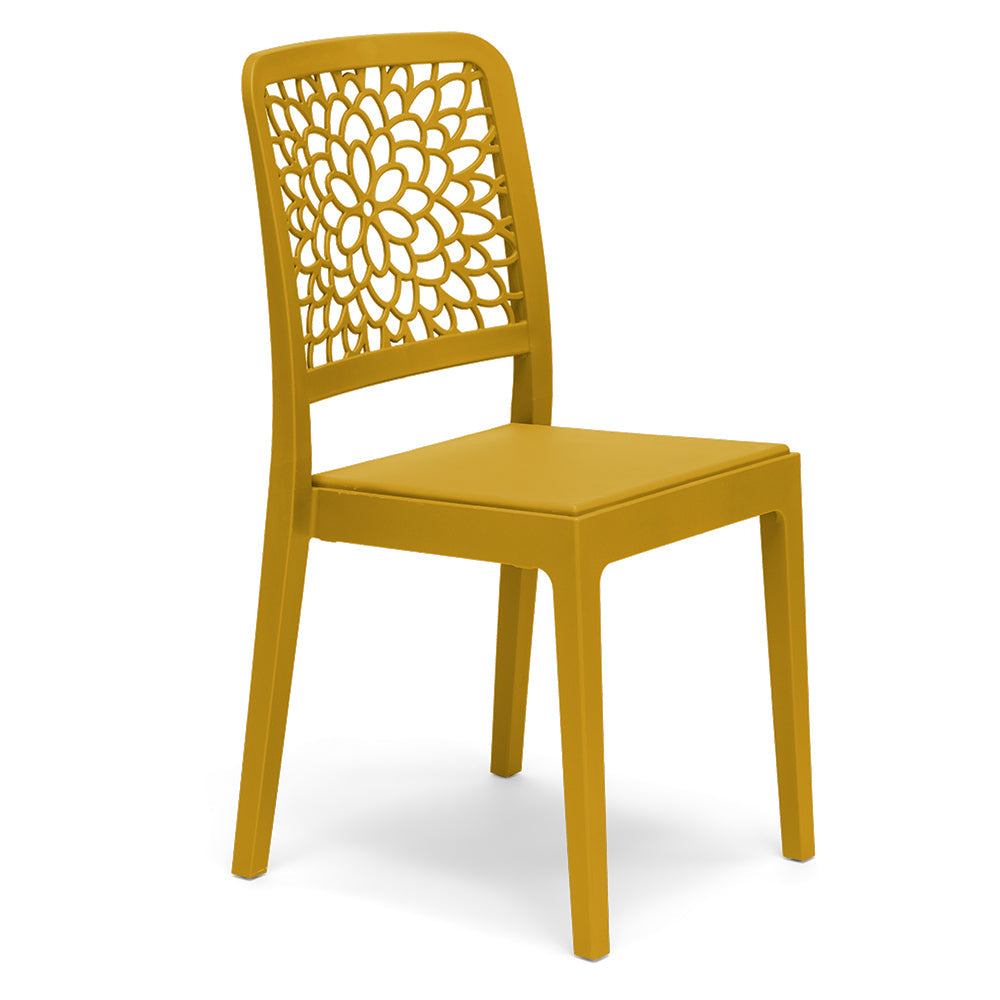 Sedia in polipropilene TICHE, impilabile, resistente ai raggi UV, design moderno, ideale per sala da pranzo, cucina, sala d’attesa, bar, ristoranti o giardino, colore Senape