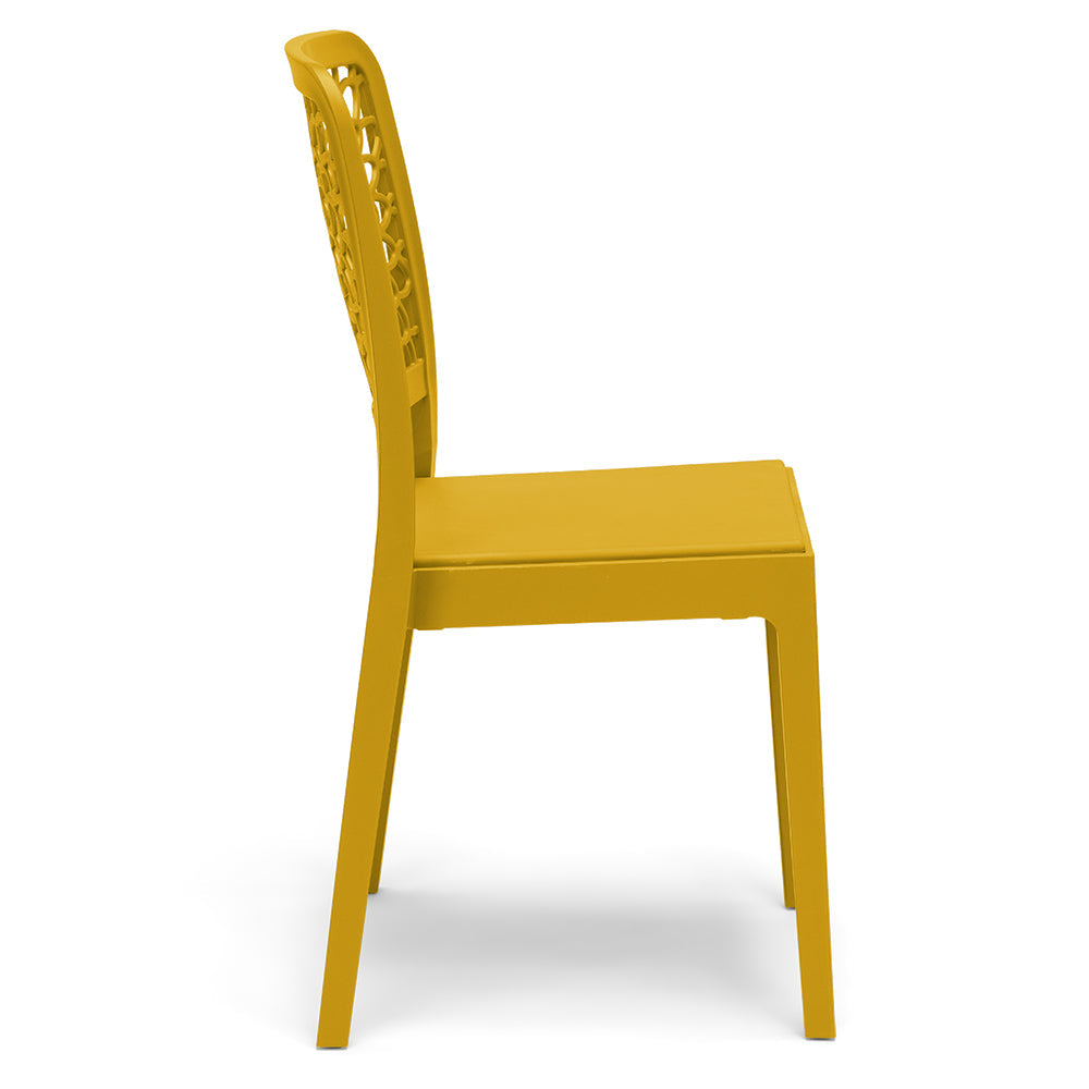 Sedia in polipropilene TICHE, impilabile, resistente ai raggi UV, design moderno, ideale per sala da pranzo, cucina, sala d’attesa, bar, ristoranti o giardino, colore Senape