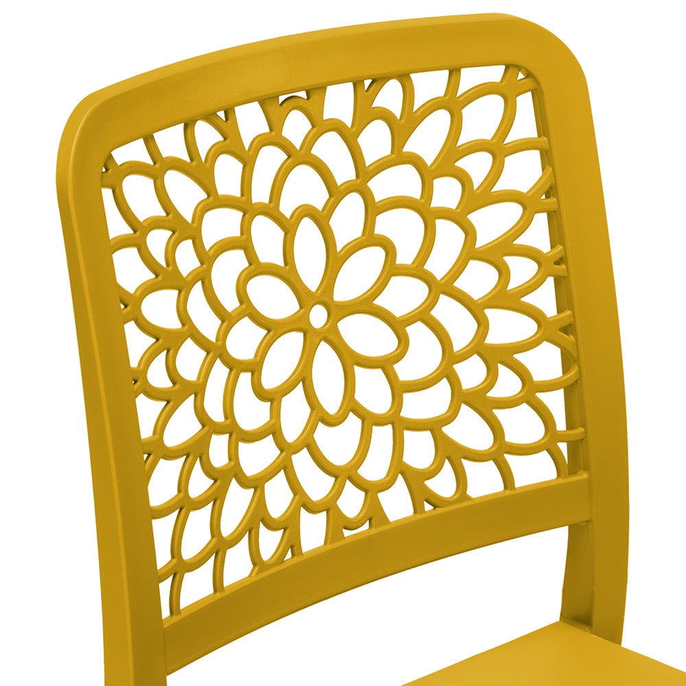 Sedia in polipropilene TICHE, impilabile, resistente ai raggi UV, design moderno, ideale per sala da pranzo, cucina, sala d’attesa, bar, ristoranti o giardino, colore Senape