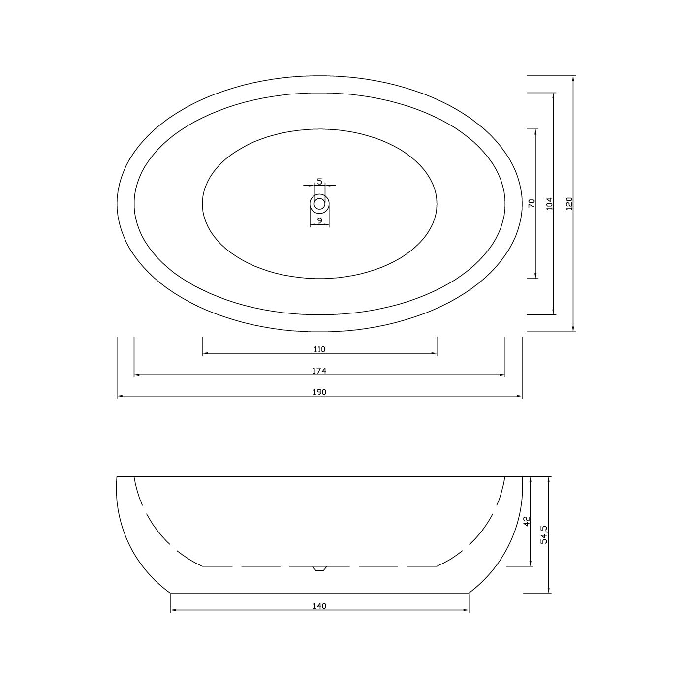 Vasca freestanding bianca 190 X 120 cm – Tiffany