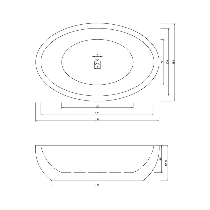 Vasca freestanding bianca 190 X 120 cm – Tiffany