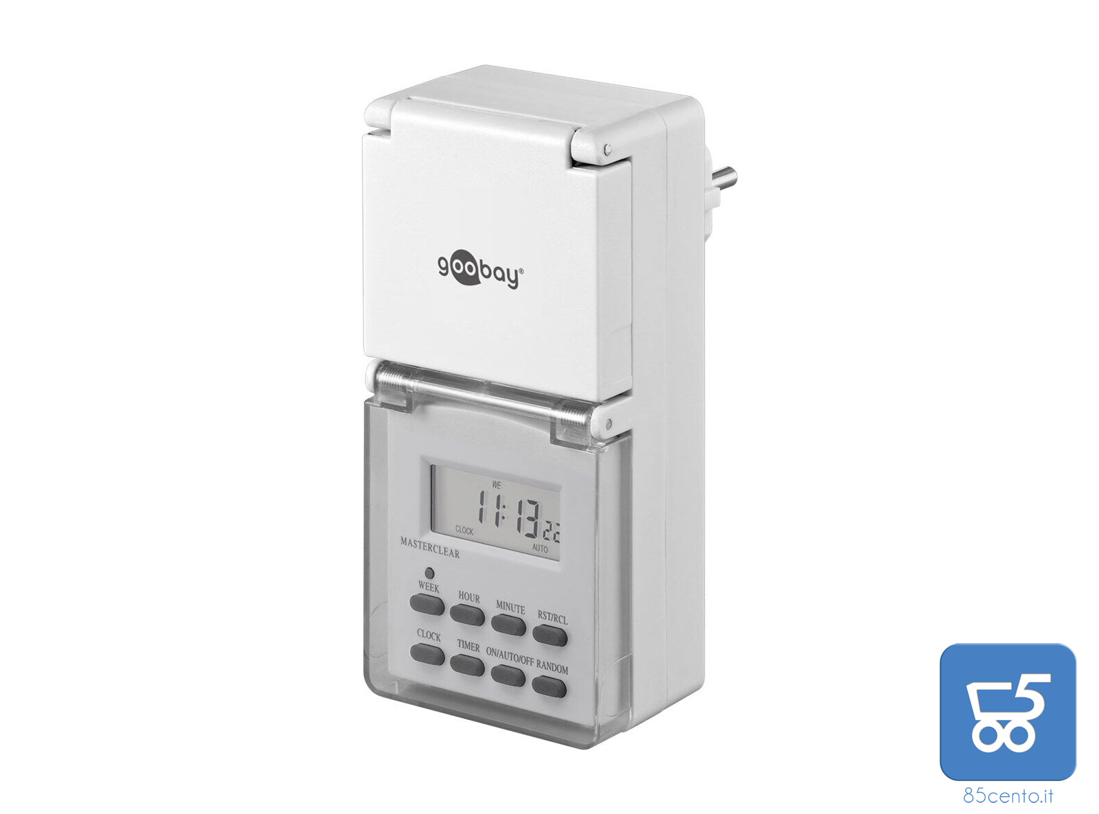 Timer Digitale Programmabile IP44 per Esterni 230V 10 Programmi Presa Blocco di Sicurezza Schuko