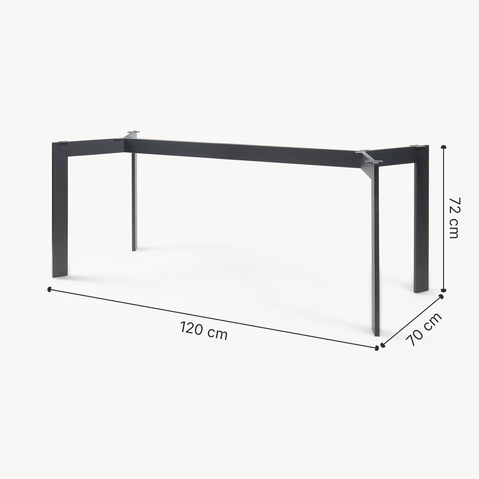 Telaio per Tavolo 'Fai da Te' Verg Struttura a 4 Gambe 120 x 70 x 72 cm - Nero [en.casa]