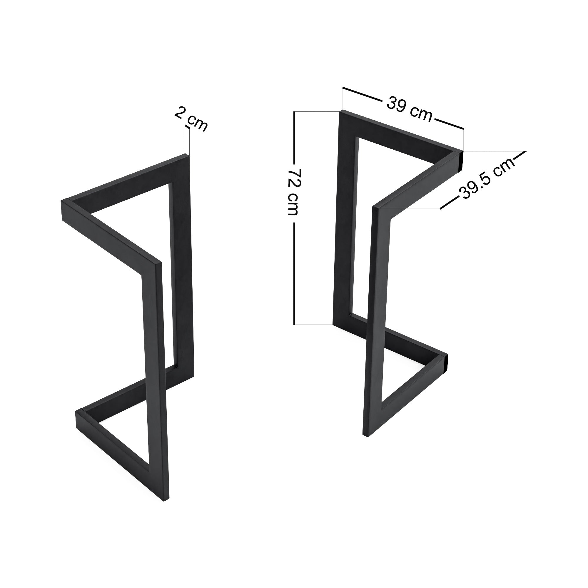Set di 2 Gambe Kaskinen per Mobili Fai da Te Altezza 72 cm Acciaio Nero [en.casa]