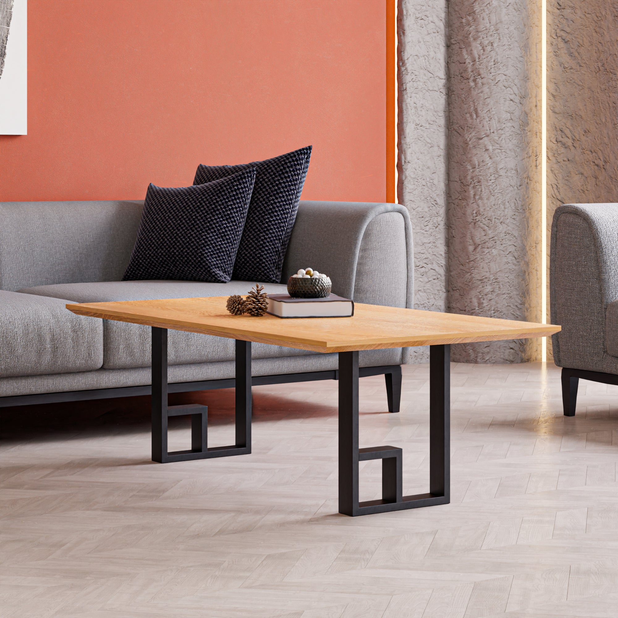 Set di 2 Gambe Kauhava per Mobili Fai da Te Altezza 42 cm Rettangolare Acciaio Nero [en.casa]