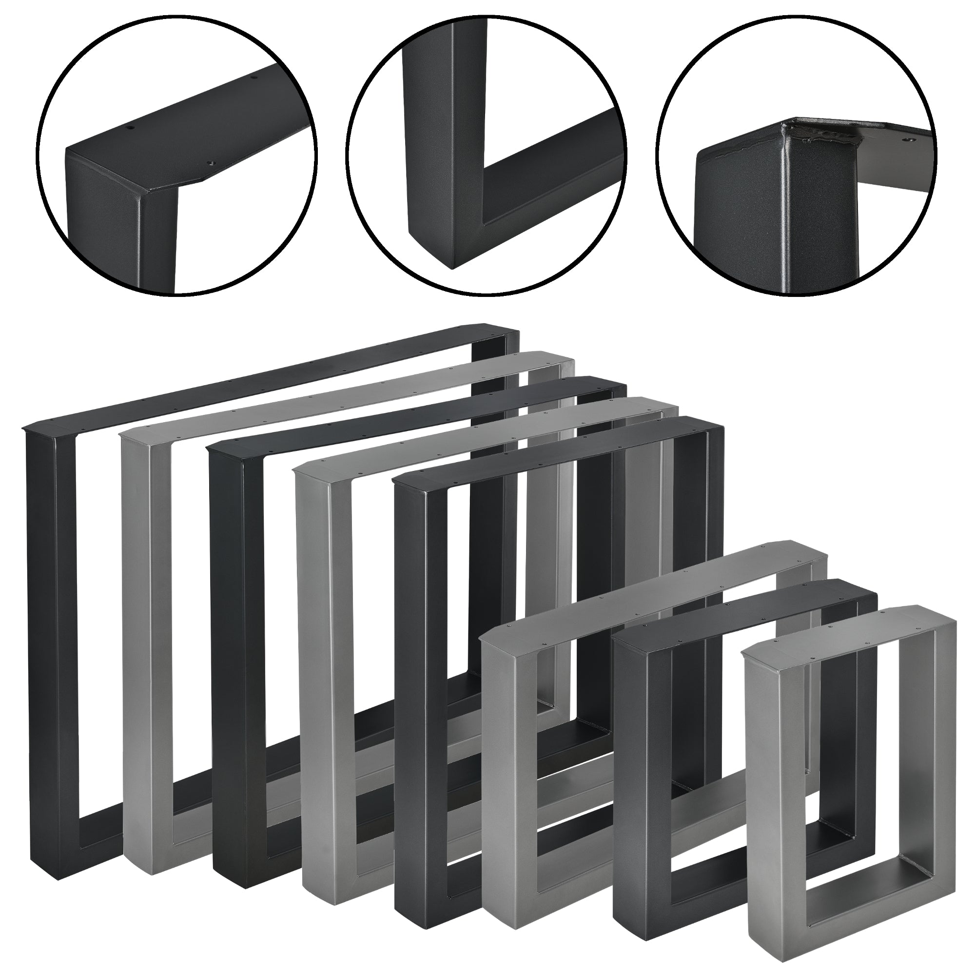 Set di 2 Gambe Rettangolari 'Makers' in Acciaio per Mobili Fai da Te (LxA) 80 x 72 cm - Nero [en.casa]