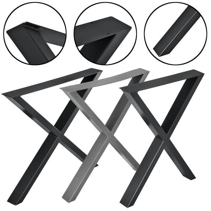 Set di 2 Gambe in Acciaio 'Greith' a Forma di X per Mobili Fai da Te (LxA) 69 x 72 cm - Grigio [en.casa]