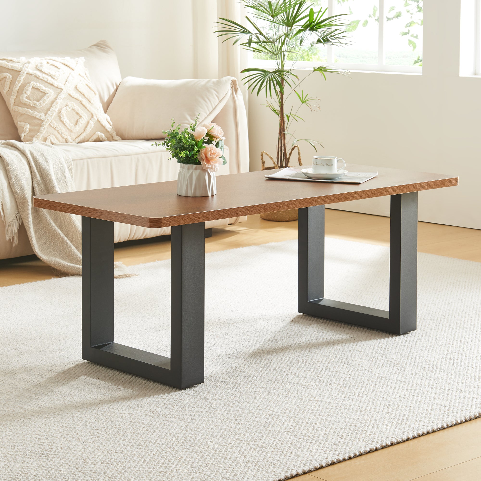 Set di 2 Gambe Rettangolari Makers per Mobili Fai da Te 43 x 40 cm Acciaio Nero [en.casa]