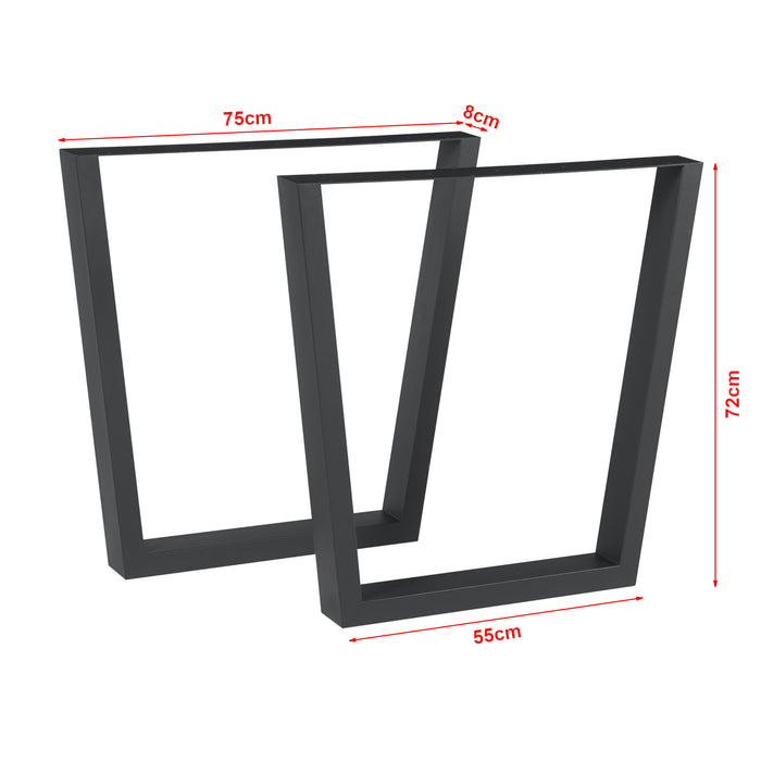 Set Lalling di 2 Gambe Trapezoidali per Mobili 'Fai da Te' in Acciaio - Altezza 72 cm - Nero [en.casa]