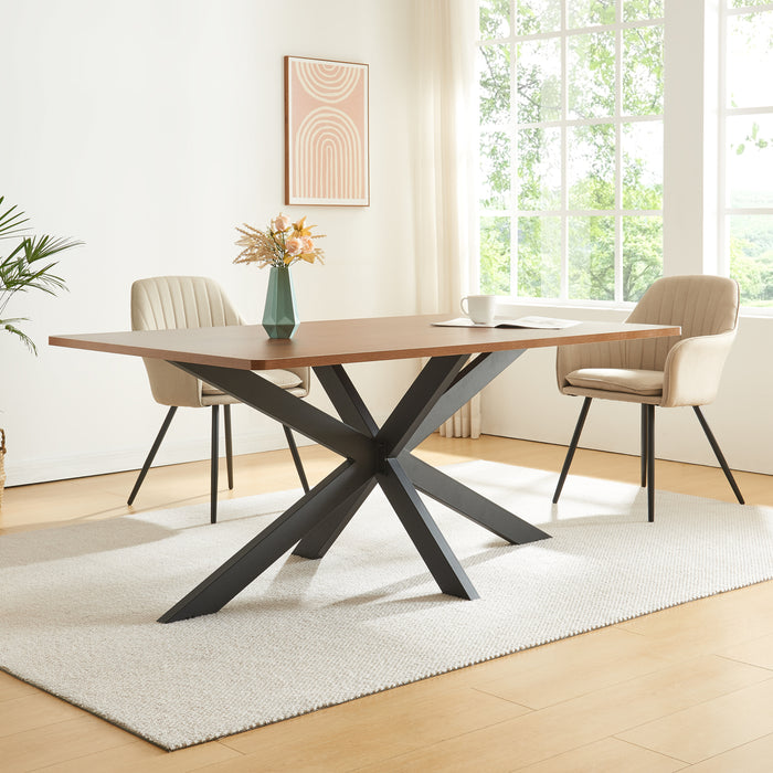 Gamba Centrale Oberau a Forma Stella per Tavolo Fai da te 150 x 78 x 71 cm Acciaio Nero [en.casa]