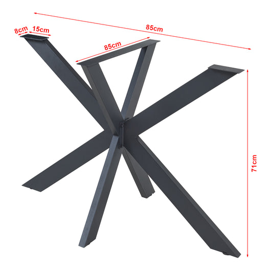 Gamba Centrale Oberau a Forma Stella per Tavolo Fai da te 85 x 85 x 71 cm Acciaio Nero [en.casa]