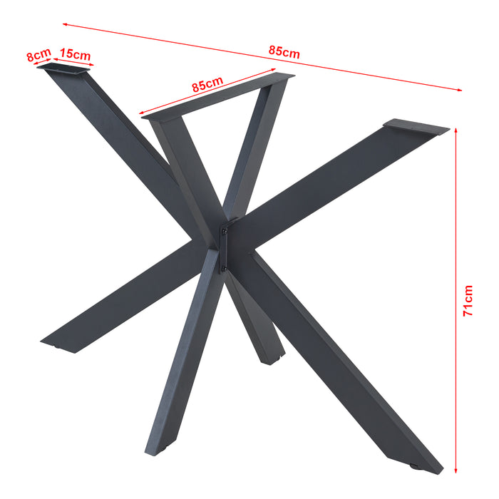 Gamba Centrale Oberau a Forma Stella per Tavolo Fai da te 85 x 85 x 71 cm Acciaio Nero [en.casa]