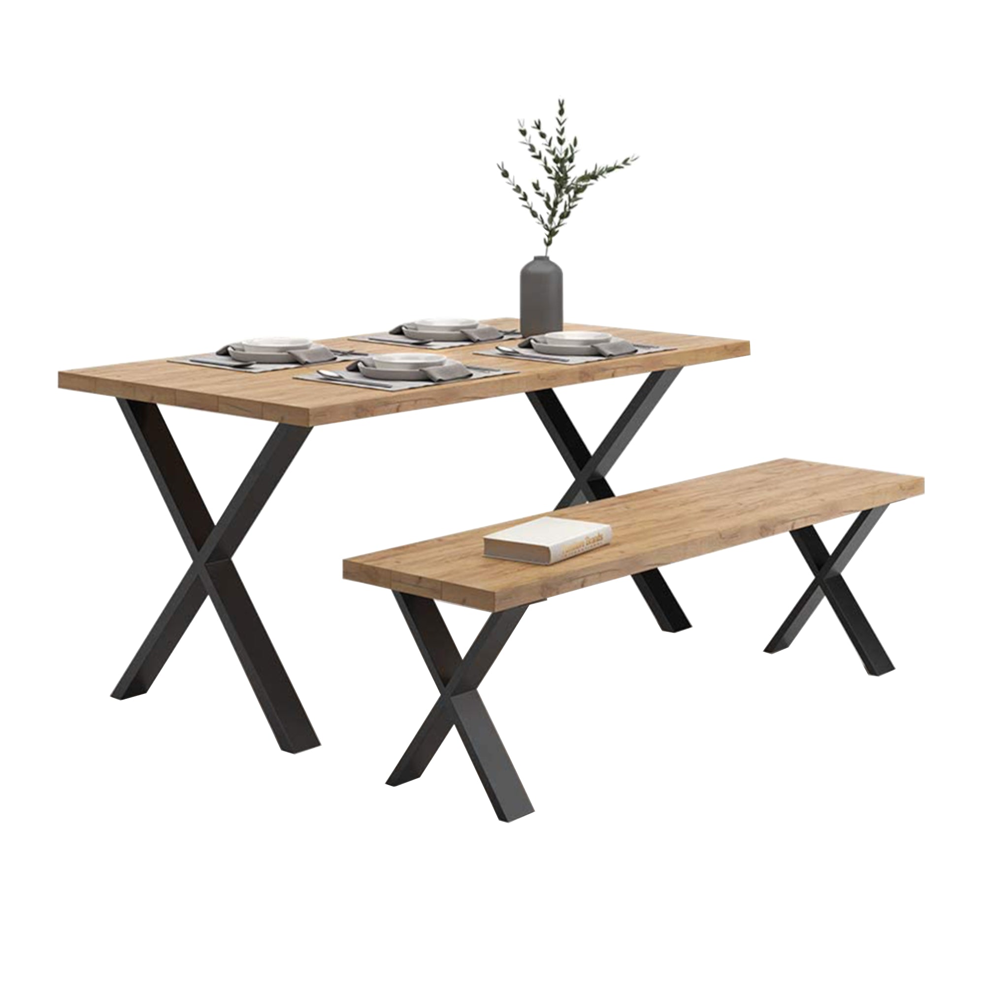 Set di 2 Gambe in Acciaio 'Maribo' a Forma di X per Mobili Fai da Te (AxL) 72 x 55 cm - Nero Opaco [en.casa]