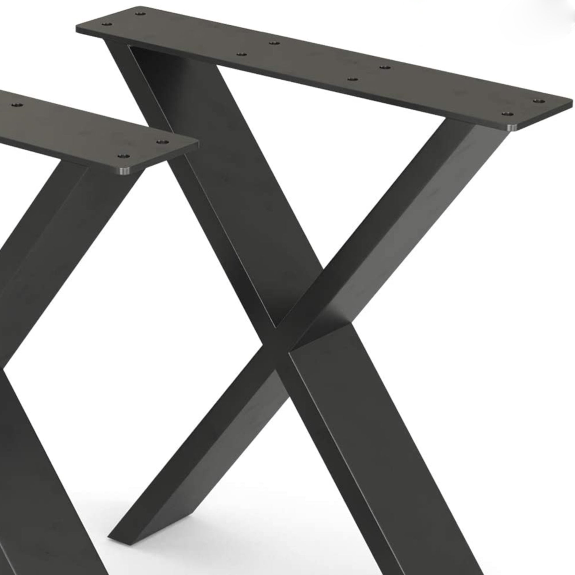 Set di 2 Gambe in Acciaio 'Maribo' a Forma di X per Mobili Fai da Te (AxL) 72 x 55 cm - Nero Opaco [en.casa]