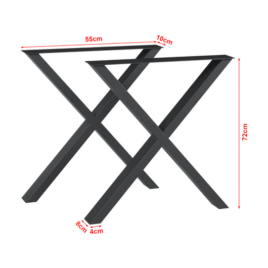 Set di 2 Gambe a Forma di X Maribo per Mobili 'Fai da Te' - Altezza 72 cm - Acciaio Nero [en.casa]