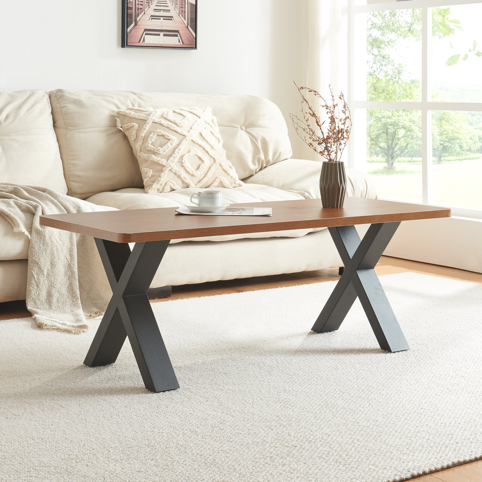 Set di 2 Gambe a Forma di X Maribo per Mobili 'Fai da Te' - Altezza 42 cm - Acciaio Nero [en.casa]