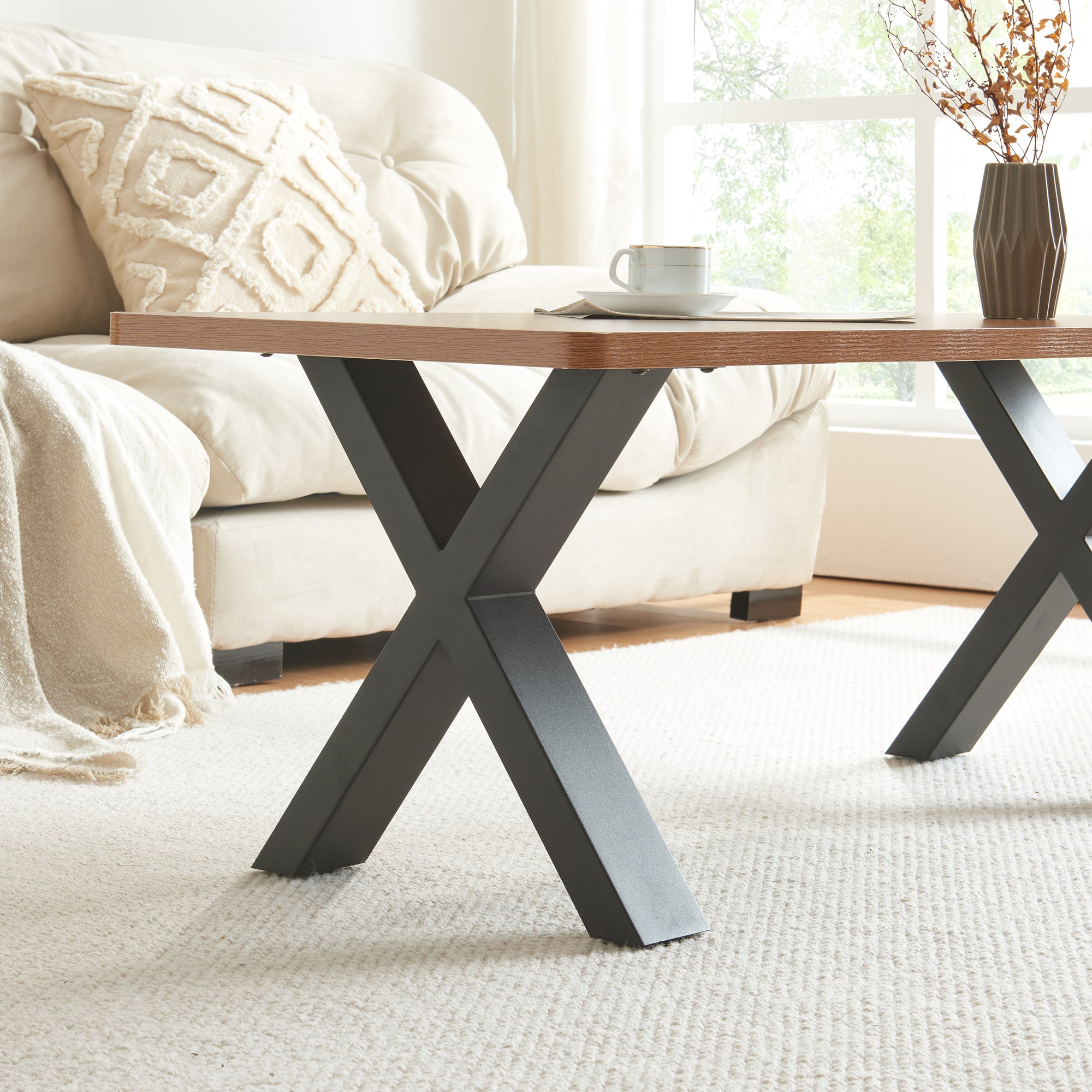 Set di 2 Gambe a Forma di X Maribo per Mobili 'Fai da Te' - Altezza 42 cm - Acciaio Nero [en.casa]