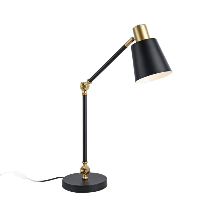 Lampada da Tavolo Abergele Braccio Regolabile Metallo Nero e color Oro lux.pro