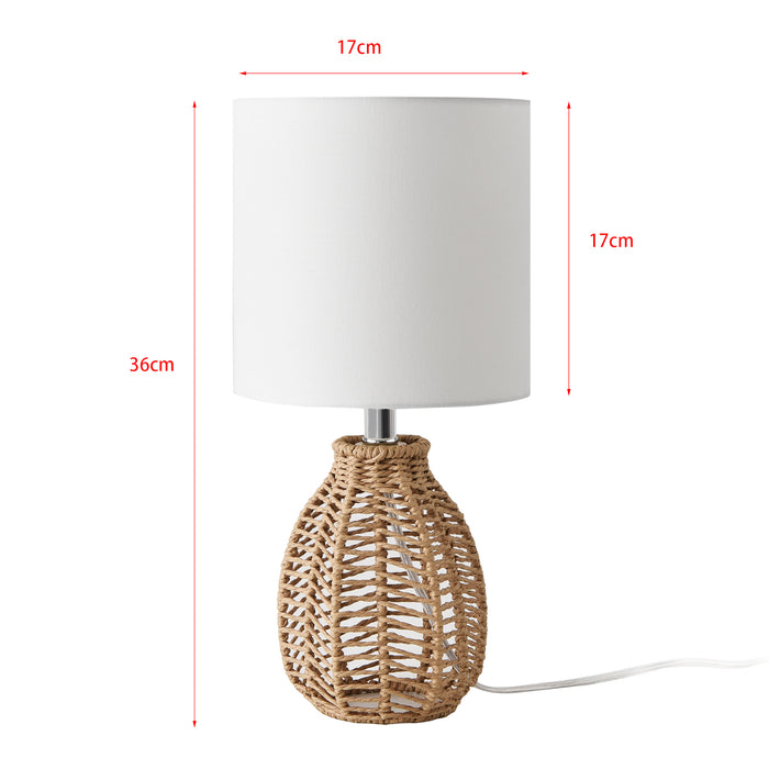 Lampada da Comodino Alfreton con Paralume Cilindrico in Tessuto Bianco lux.pro